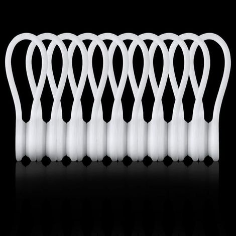 Ecleanfy - Attaches de câble magnétiques blanches, lot de 10, en silicone, idéales pour ranger les câbles de charge et les câbles d'écouteurs. (1/5)