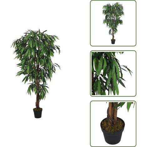 The Living Store Manguier artificiel 1050 feuilles 200 cm vert - Arbre artificiel (1/5)