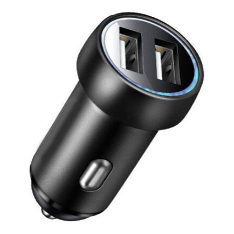 Chargeur pour électroportatif Chargeur de voiture Tête de charge de voiture à double port USB en alliage d\'aluminium (double port QC8-boîtier haut de gamme noir) (1/3)