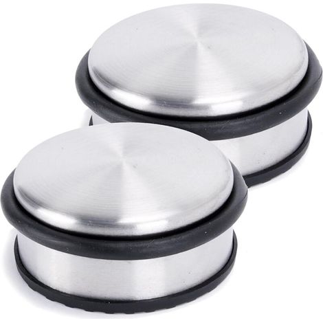 2x Butoir de porte en acier inoxydable brossé mat ⌀ 10cm, hauteur: 4.5cm (1/5)
