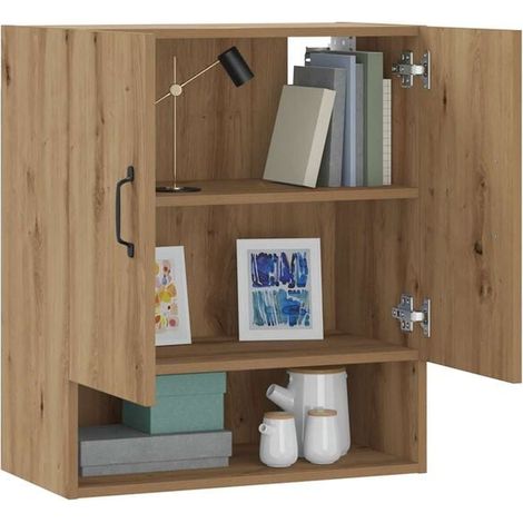 Meuble Mural de Rangement en Bois d'Ingénierie 60x31x70 cm, Armoire Suspendue avec Portes pour Salle de Bain ou Cuisine, Design Moderne et Compact (1/5)