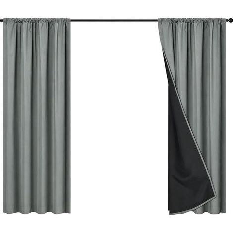 Rideaux Occultants Gris – Rideaux Occultants Thermiques et Phoniques – Occultation Totale pour Chambre et Salon (1/5)