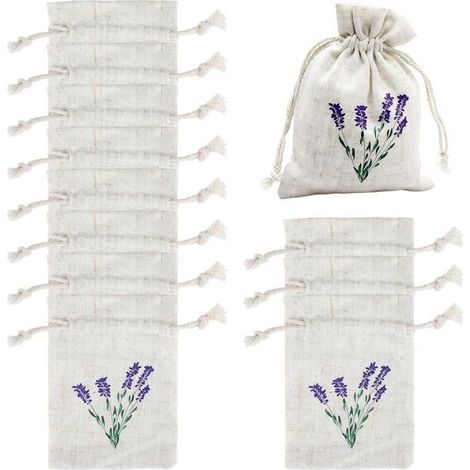 12 Sachets en Tissu Lavande Vides avec Cordon de Serrage, pour Bijoux, Bonbons et Biscuits (1/4)