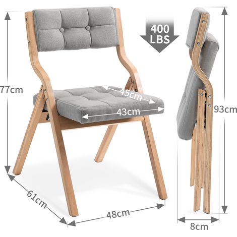 Ensemble de deux chaises pliantes en bois rembourrées, chaises de salle à manger pliables et portables. (1/5)