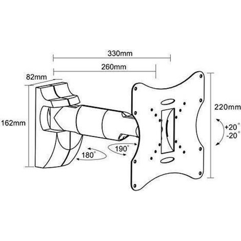 Support Mural TV - Inclinable Et Orientable - Compatible Écrans 23 À 42 Pouces - Charge Max 30 Kg - Norme VESA 50/75/100/200/200x100 Mm - Noir - 1 Pièce