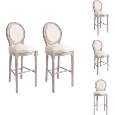 Tabourets de bar lot de 2 blanc lin - Chaises De Bar - Tabourets De Bar - Chaise De Bar - Meubles De Salle À Manger - Design Classique (1/5)