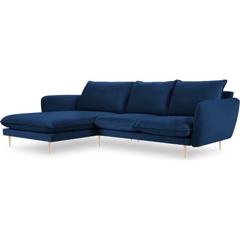 Canapé d'angle gauche 5 places en velours bleu roi (1/5)
