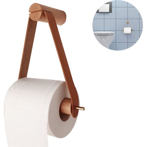 FOREHILL Chambre porte-serviettes en papier vertical salle de bain toilette en bois pur cuivre porte-rouleau de papier peint créatif nordique poinçon repas (1/5)