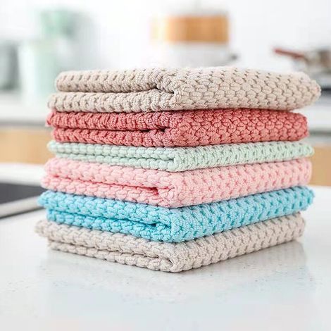 Chiffons de nettoyage en microfibre multifonctions – Lot de 6 pièces (30 x 30 cm), couleurs assorties, idéaux salle de bain, cuisine, bureau, voiture