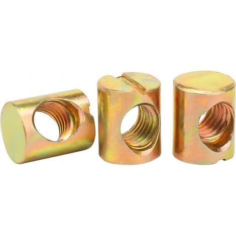 100 Pièces Écrou Cylindrique M6 x 10mm Boulon de Meubles Fendue Écrous de Baril en Acier Au Carbone Zinguée pour Meubles (1/4)