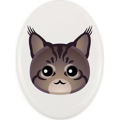 Maine Coon - piastrella in ceramica per tomba con grafica e iscrizione di Art-Dog (1/4)