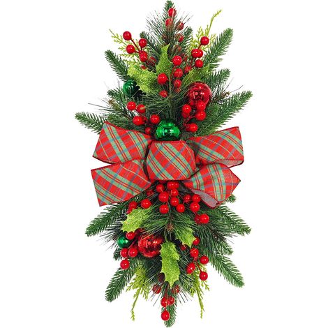 Guirlande Pour Escalier - Couronne De Noël En Forme De Larme - Décoration Murale Et Porte - 60 x 30 cm - 1 Pièce