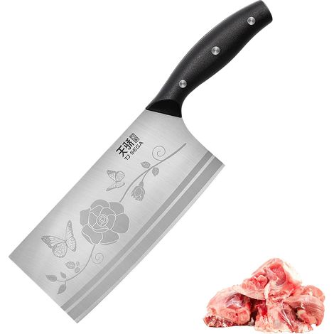 Chinese Chef's Knife, Kitchen Chinese Knife 19 cm Sharp Butcher Leaf Cleaver with Full-Tang Design, Steel Blade 2.5 mm, 2 in 1, Series (1/5)