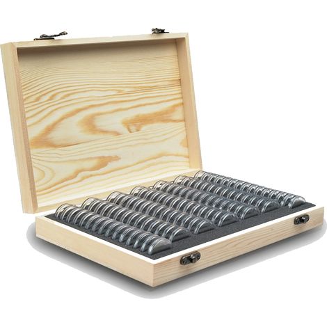 Boîte de rangement pour 100 pièces de monnaie rondes en plastique, avec capsules. (1/5)