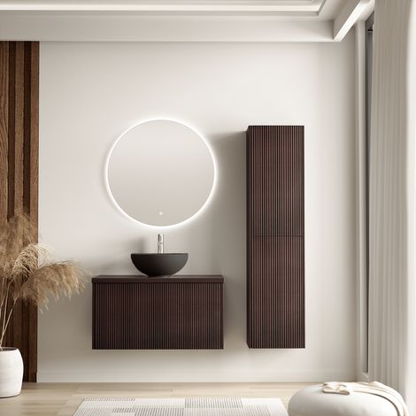 LOMAZOO Ensemble meuble de salle de bain Tropina noyer cannelé - (1/5)