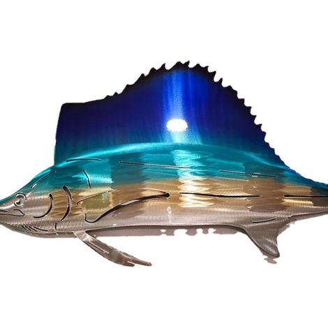 Metallkunst Segelfisch Meeresschildkröte Qualle Innendekoration Kunsthandwerk Wandbehang Dekoration Heimdeko Geschenk (1/4)