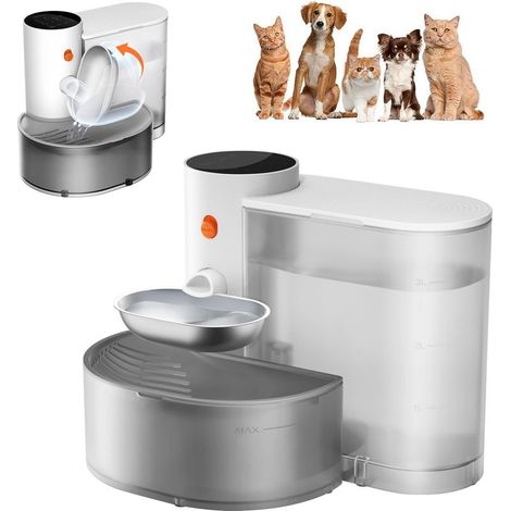 Distributeur d'eau intelligent pour chat – Bol d'eau en acier inoxydable, fontaine à eau auto-rechargeable pour chat (1/5)