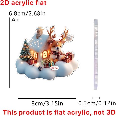 Maison Village De Noël - Décoration Hivernale En Acrylique Avec Bonhomme De Neige - Pour Intérieur Et Voiture - Lot De 1 (1/4)