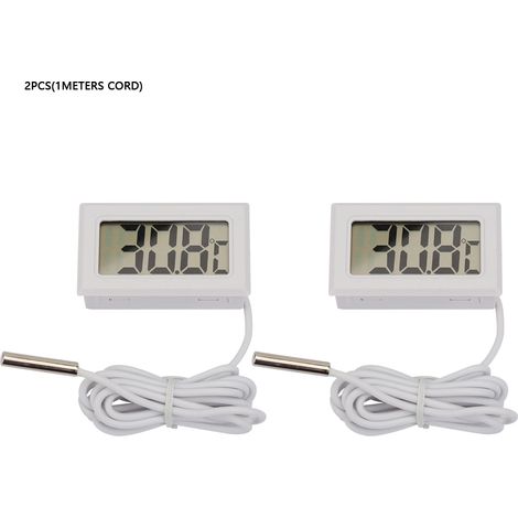 Thermomètre digital LCD 2 pièces sonde déportée câble 1m blanc plage -50 à 110°C haute précision pour intérieur (1/5)
