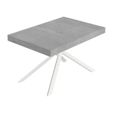 Tavolo Allungabile 140-400x90x74 cm Niket Cemento Gambe Bianche (1/5)