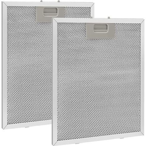 2 Stück 320 x 260 mm Metall-Fettfilter, Aluminium, Anti-Fett, waschbar, Netz, Dunstabzugshauben-Zubehör für Küchenhauben – Silber (1/4)
