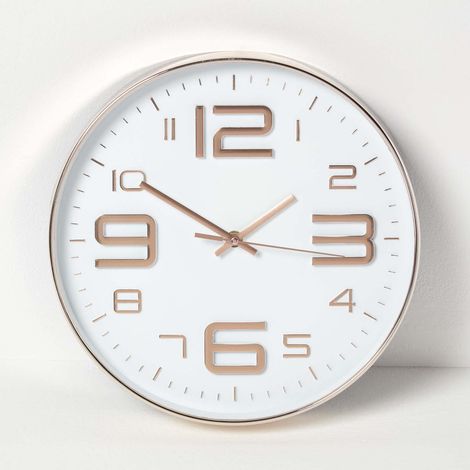 HOMESCAPES White & Copper Wall Clock