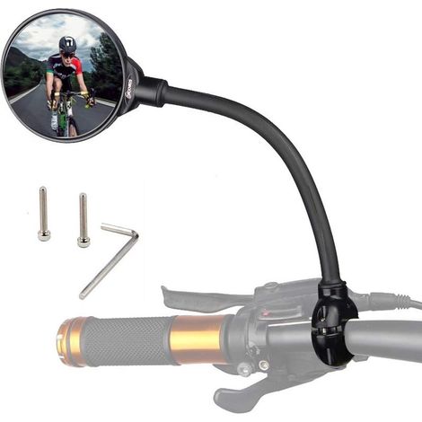 Fahrrad-Rückspiegel, drehbar, verstellbarer Weitwinkel, stoßfest, universell einsetzbar, schwarz, 2er-Pack (1/5)
