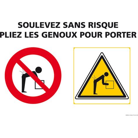 PANNEAU DE POSTURES: SOULEVEZ SANS RISQUES (A0523) - Adhésif - 105 x 75 mm