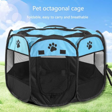1 nid octogonal pour chien et chat, tente de confinement intérieur, salle de livraison pour animaux, bleu S