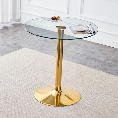 Table de bar ronde minimaliste et moderne en verre trempé : avec un diamètre de 89 cm et une hauteur de 92 cm, c'est le choix idéal pour créer une ambiance légèrement luxueuse.