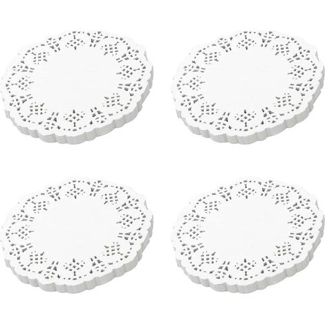 Napperons en papier dentelle, 400 pièces, sets de table ronds décoratifs de 11,5 cm, doublures pour gâteaux, desserts et autres gourmandises. (1/5)