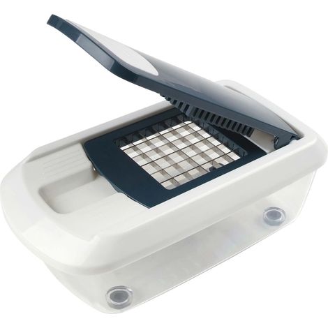 Fackelmann Taglia Frutta e Verdure Tutto in 1 Accessorio Multifunzione con 10 componenti: Affettaverdure, grattugie, spremiagrumi, separa turlo 25,5x14x9,5cm Colore: Blu Scuro e Bianco (1/4)