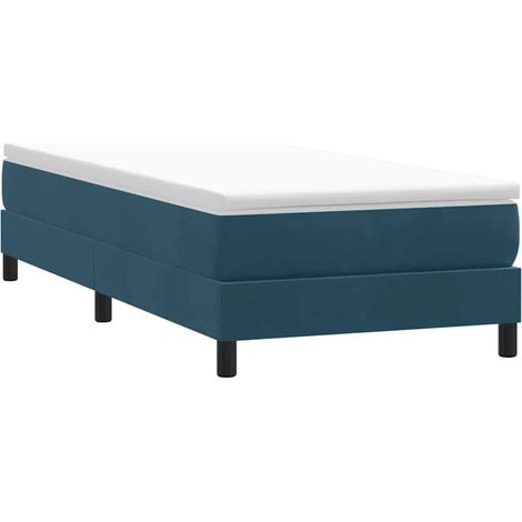 Sommier à lattes 80 x 210 cm en velours bleu foncé avec pieds, sans matelas - PANGIVO (1/5)