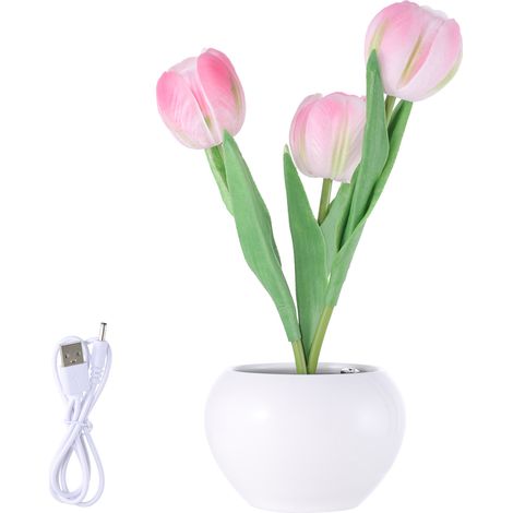 Lampe Tulipe LED Base Céramique 6 Têtes Lumière Florale Artificielle Décoration Intérieure Cadeau Fête Ambiance (1/5)