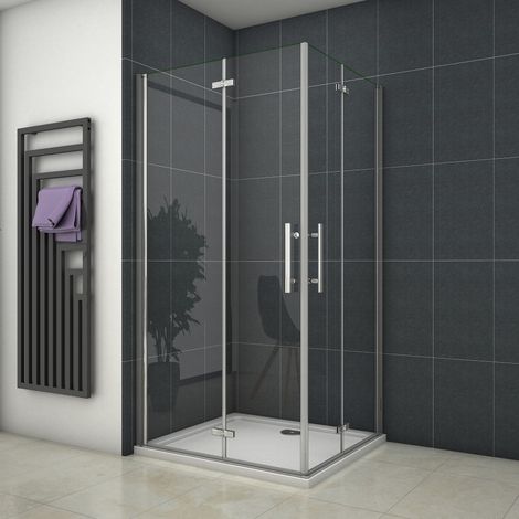 110X120cm Duschkabine Eckeinstieg Duschabtrennung Duschwand Dusche 6mm ESG NANO Glas Duschtür Höhe 195cm (1/5)