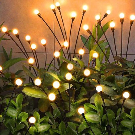 4 lampes à lucioles solaires, tiges flexibles et LED clignotantes, décoration extérieure romantique pour jardin et terrasse