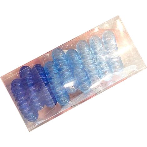 Élastiques à cheveux en spirale, confortables et en forme de cordon de téléphone, pour filles, dégradé bleu (1/5)