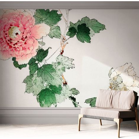 Fototapete Selbstklebend - Wandtattoo - leicht anzubringen - Wandverkleidung Blumige Zartheit 312x219 cm (1/5)