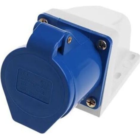 Toma de corriente industrial, 32 amperios, 3 clavijas, 220 V-250 voltios, resistente al agua IP44, 2P+E 32A, 1 unidad - Crezuo