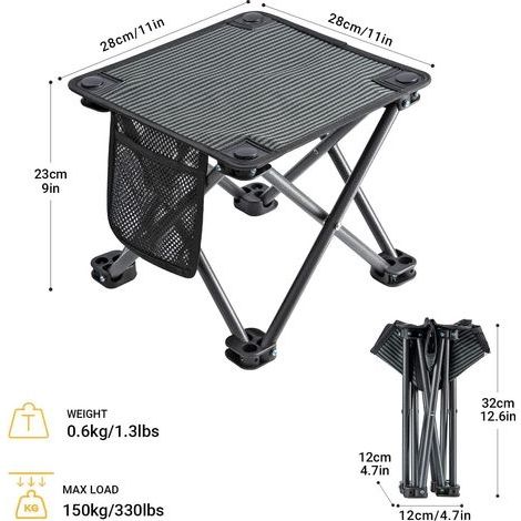 Ultraleichter Klapphocker, faltbarer Campingstuhl mit multifunktionaler Netztasche, praktisch und tragbar für Strand, Garten, Angeln, Wandern, Reisen und Picknicks. (1/4)
