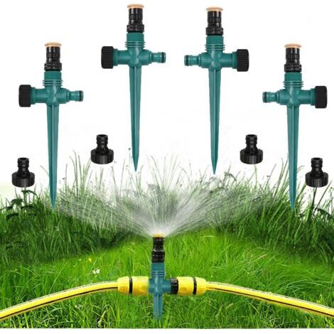 Ahlsen Gartensprenger, 4-teilig, automatischer 360°-Drehsprenger, Rasensprenger, verstellbarer Bewässerungssprüher für Garten, Rasen, Pflanzen, Gemüse, Blumen, ländlicher Hof (Grün) (1/5)