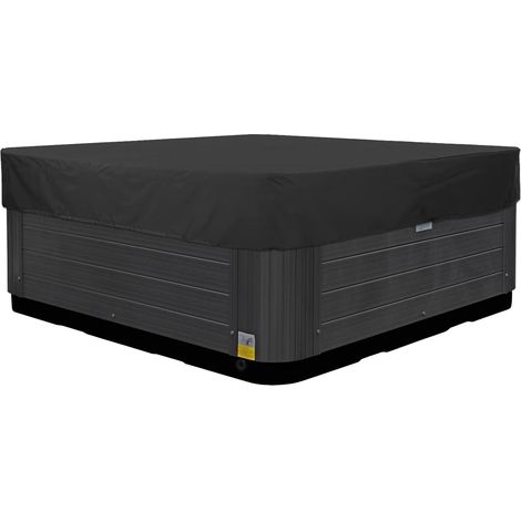 Couverture pour Bain à Remous Extérieur, Housse de Protection pour Spa en Tissu Oxford 210D Imperméable Anti-poussière Bache de Piscine Carrée,Noir,231x231x30cm