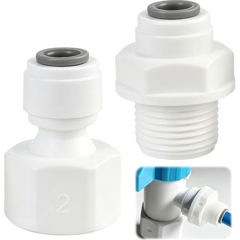 Push-in Quick Connector 1/4 Inch to 3/8 Inch Female & Male Threaded Connector for Osmosis and Water Filter, 2 Pack (1/5)