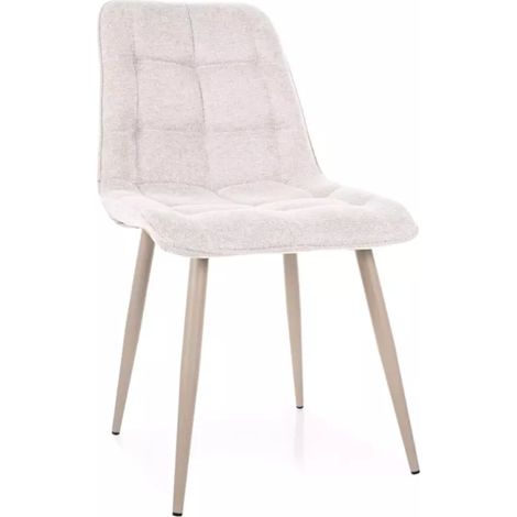 Chaise confortable en tissu beige et structure métal cachemire HARRIET (1/5)