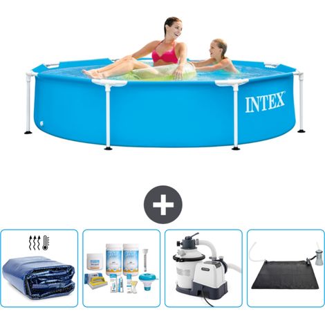 Intex-Schwimmbecken mit rundem Rahmen – 244 x 51 cm – Blau – im Lieferumfang enthalten Accessoire CB62