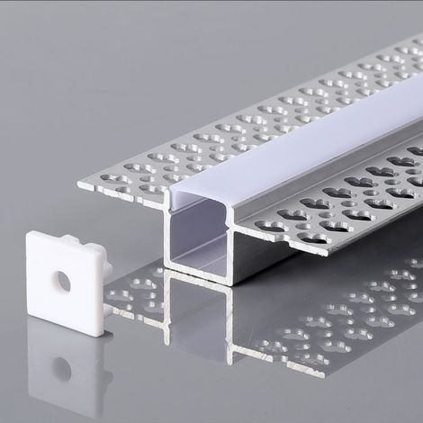 Perfil de aluminio V-TAC para tira LED empotrada (longitud máxima: 12,4 mm) satinado, 2000 x 55 x 15 mm