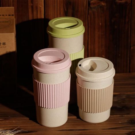 Tasse À Café Réutilisable - Fibre De Blé Naturelle - Sans BPA - Adaptée Au Lave-vaisselle Et Au Micro-ondes - 350 Ml - 1 Pièce (1/5)