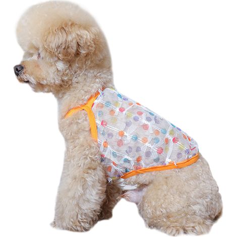 1 robe pour chien et chat, tutu fleuri respirant, tenue d'été et d'anniversaire, pour petites races, vert et pois multicolores (1/5)