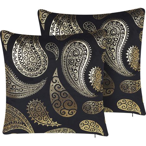 Set di 2 cuscini in velluto dorato Paisley 45 x 45 cm Ursina