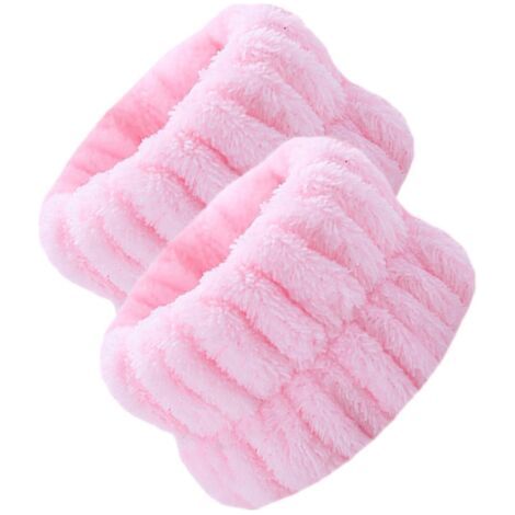 Bandes de lavage de poignet,2 bracelets de spa en polaire de corail absorbants Serviettes de poignet moelleuses pour laver le visage, élastiques à cheveux pour femmes, filles et exercice (1/5)